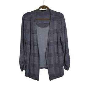 Tart Women’s XL Navy White Houndstooth Blazer Open Cardigan Sweater Pockets